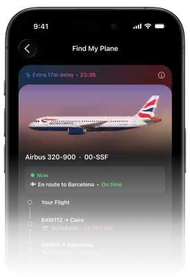 Flight tracking app interface