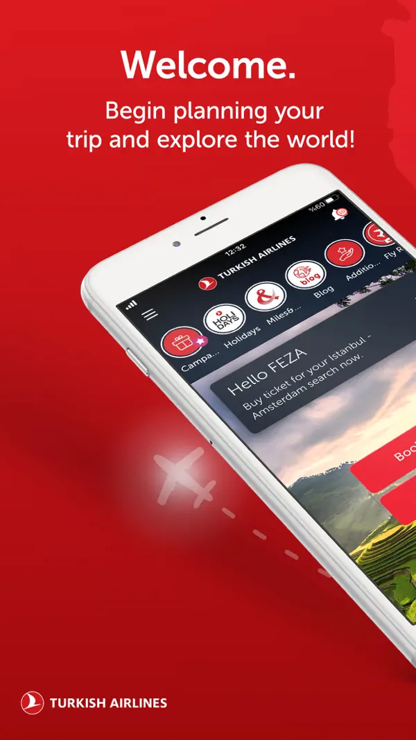 Ansicht in der offiziellen Turkish Airlines-App