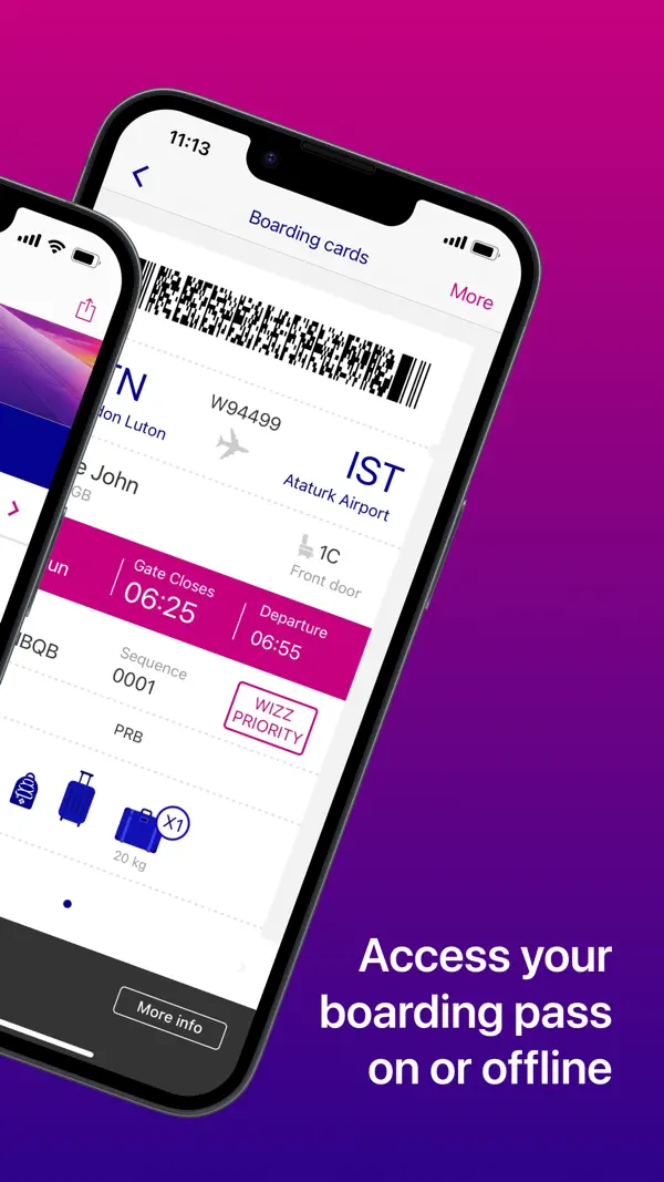 Écran de l’app officielle Wizz Air