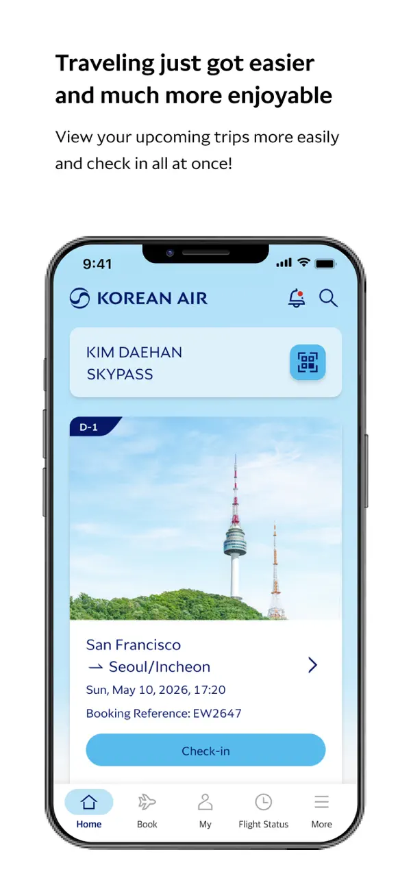 Schermata dell’app ufficiale di Korean Air